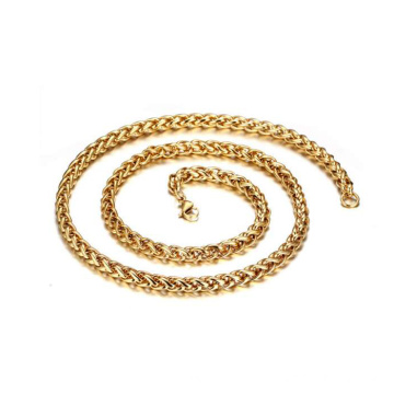 Material de acero inoxidable Venta al por mayor 24 K oro Twisted Necklace Cadena de venta por metro, oro Gargantilla Collar